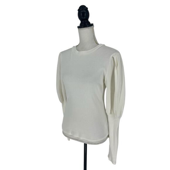Veronica Beard Lyon Puff Sleeve Top in White - Picture 5 of 13